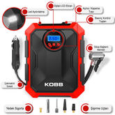 KOBB KB200 12Volt 150 PSI Ayarlanabilir Dijital Basınç Göstergeli Hava Lastik Şişirme Pompası - Onivias